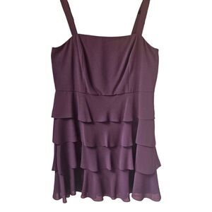 DRESS BARN WOMENS COLLECTION Plus Size Deep Purple Ruffle Tired Dress SIZE 20